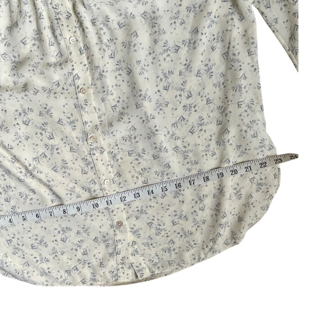 Vince Silk Buttercream & Gray Floral Long-Sleeve Blouse Top M 6 8 Pintucking - Picture 13 of 16